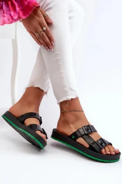 New ZAXY Klapki Damskie Na Płaskiej Podeszwie LL285073 Czarne Czarny