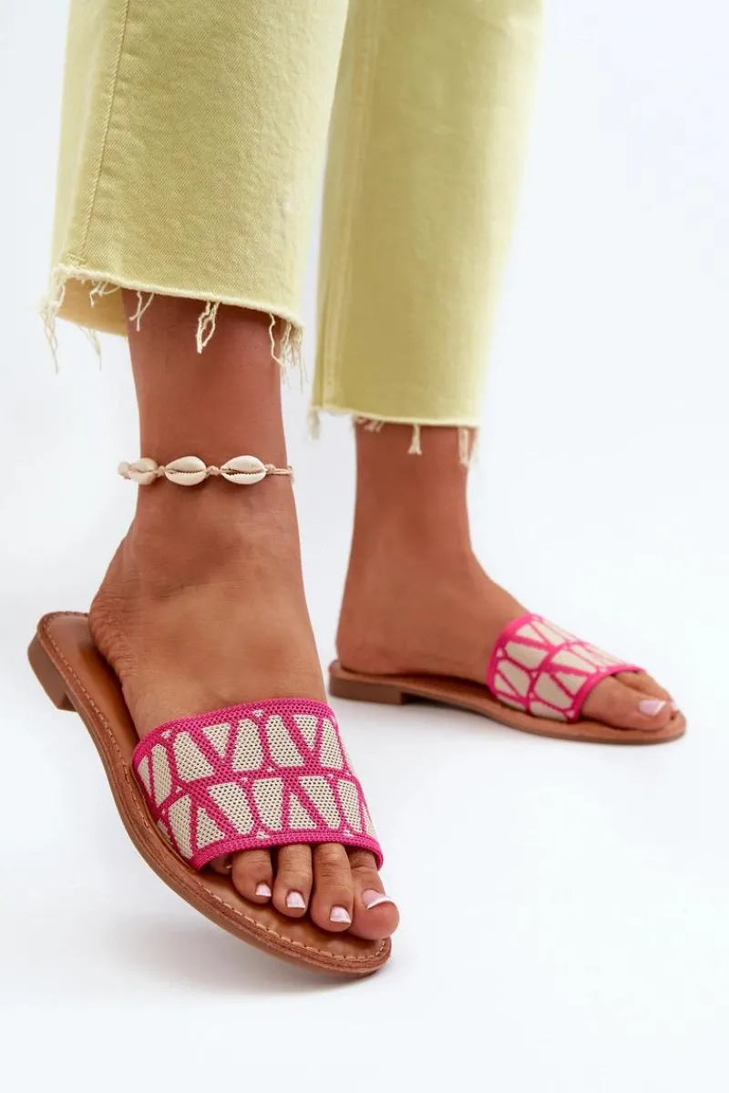 Sale Klapki Damskie Na Płaskim Obcasie Fuksja Traivea Damskie Klapki Damskie Klasyczne