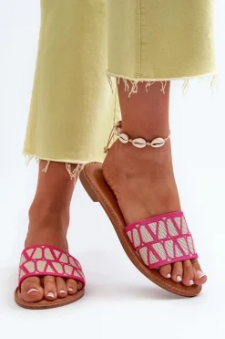 Sale Klapki Damskie Na Płaskim Obcasie Fuksja Traivea Damskie Klapki Damskie Klasyczne