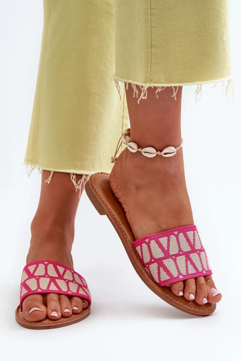 Sale Klapki Damskie Na Płaskim Obcasie Fuksja Traivea Damskie Klapki Damskie Klasyczne