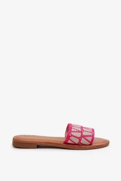 Sale Klapki Damskie Na Płaskim Obcasie Fuksja Traivea Damskie Klapki Damskie Klasyczne