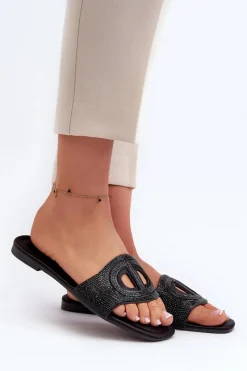 Outlet Klapki Damskie Na Płaskim Obcasie Czarne Dimrose Damskie Klapki Damskie Klasyczne