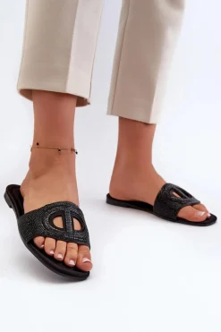 Outlet Klapki Damskie Na Płaskim Obcasie Czarne Dimrose Damskie Klapki Damskie Klasyczne