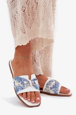 Online Boto Klapki Damskie Na Płaskim Obcasie Z Kokardą Białe Avenza Biały