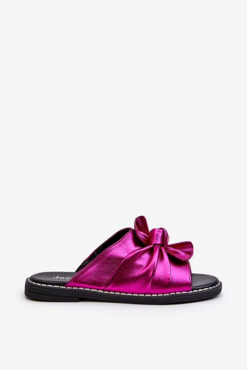 New Klapki Damskie Na Płaskim Obcasie Fuksja Nelvira Damskie Klapki Damskie Klasyczne