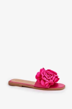 Sale Klapki Damskie Na Płaskim Obcasie Z Ozdobnymi Kwiatami Fuksja Misorsse Damskie Klapki Damskie Klasyczne