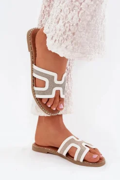 Clearance Boto Klapki Damskie Na Płaskim Obcasie Białe Vereya Biały