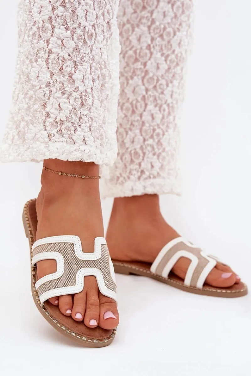 Clearance Boto Klapki Damskie Na Płaskim Obcasie Białe Vereya Biały