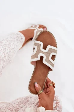 Clearance Boto Klapki Damskie Na Płaskim Obcasie Białe Vereya Biały