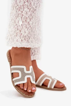 Clearance Boto Klapki Damskie Na Płaskim Obcasie Białe Vereya Biały