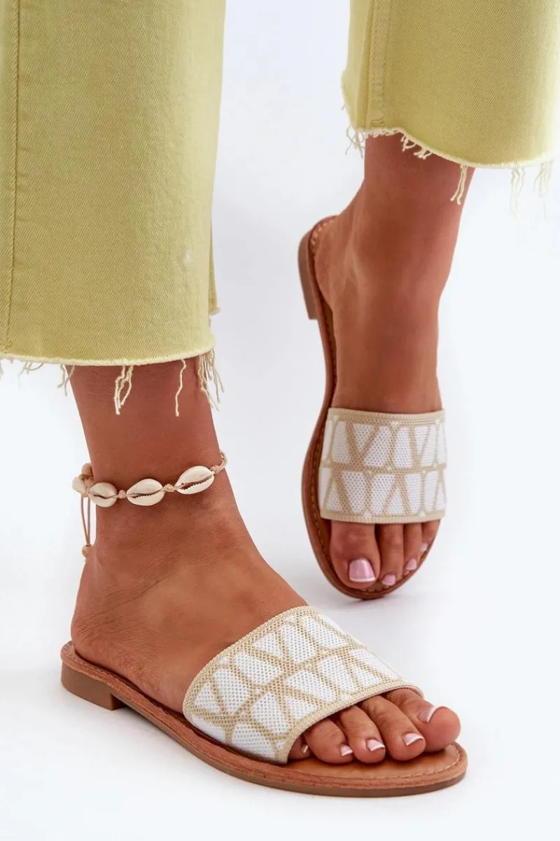 Sale Boto Klapki Damskie Na Płaskim Obcasie Beżowe Traivea