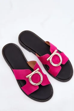 Discount Klapki Damskie Na Płaskim Obcasie Z Ozdobą Vinceza 17381 Fuksja Damskie Klapki Damskie Klasyczne