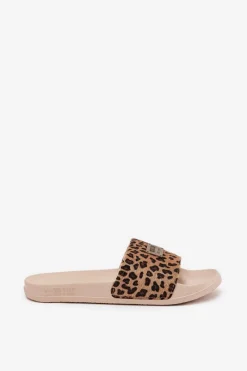 Hot Big Star Shoes Klapki Damskie Na Piankowej Podeszwie Z Futerkiem Big Star SS274715 Panterka Beżowe Beżowy