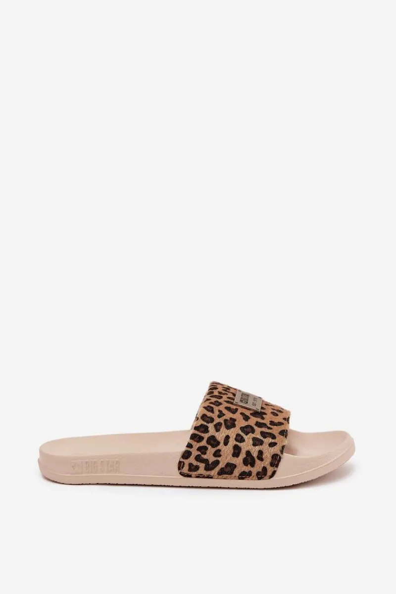 Hot Big Star Shoes Klapki Damskie Na Piankowej Podeszwie Z Futerkiem Big Star SS274715 Panterka Beżowe Beżowy