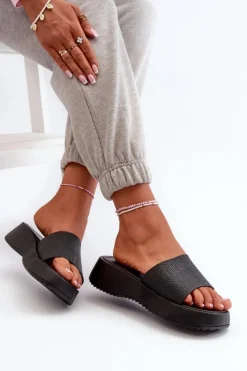 Sale Klapki Damskie Na Platformie I Koturnie Czarne Vimarils Damskie Klapki Na Koturnie|Klapki Na Platformie