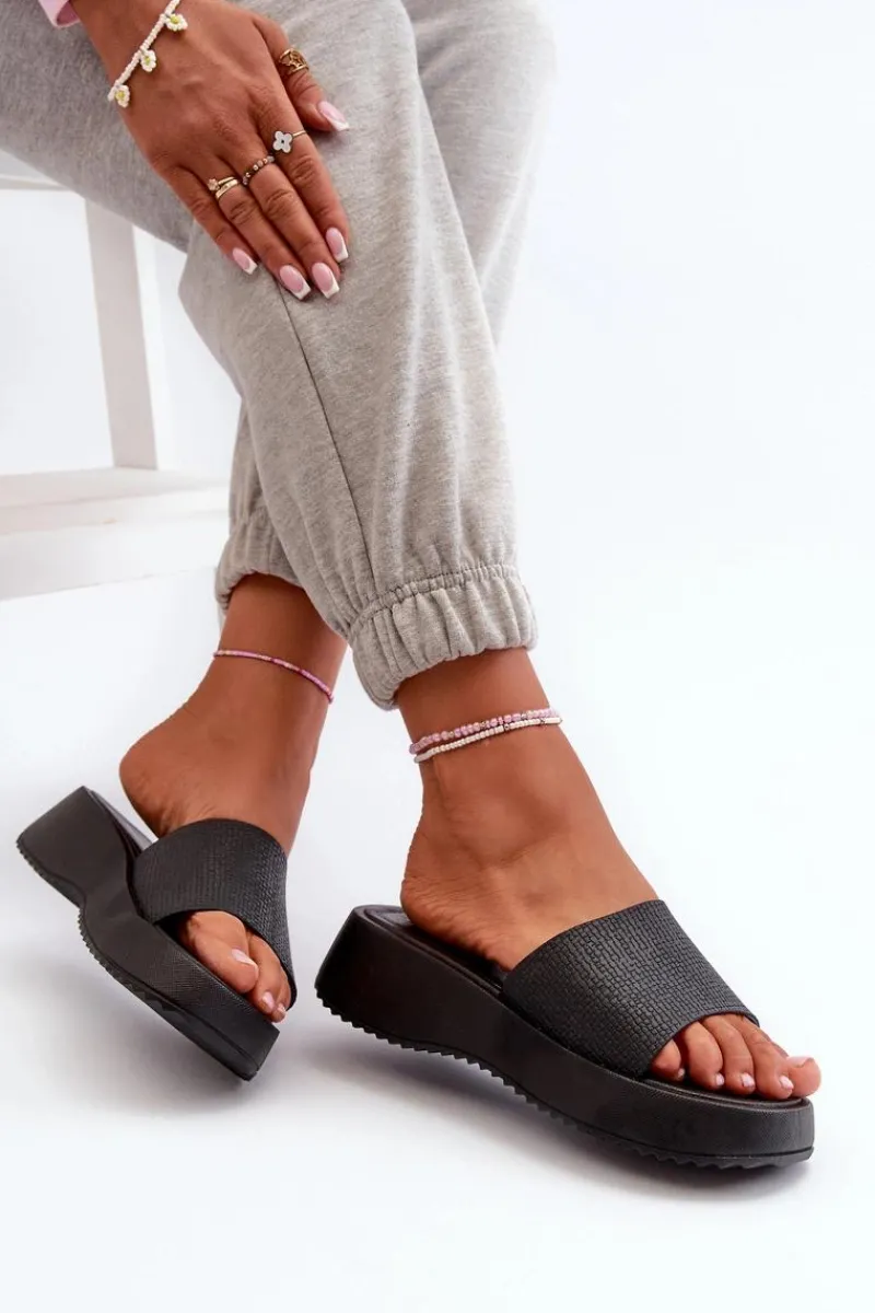 Sale Klapki Damskie Na Platformie I Koturnie Czarne Vimarils Damskie Klapki Na Koturnie|Klapki Na Platformie