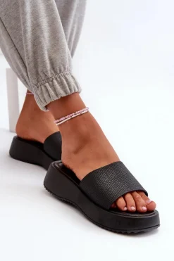 Sale Klapki Damskie Na Platformie I Koturnie Czarne Vimarils Damskie Klapki Na Koturnie|Klapki Na Platformie