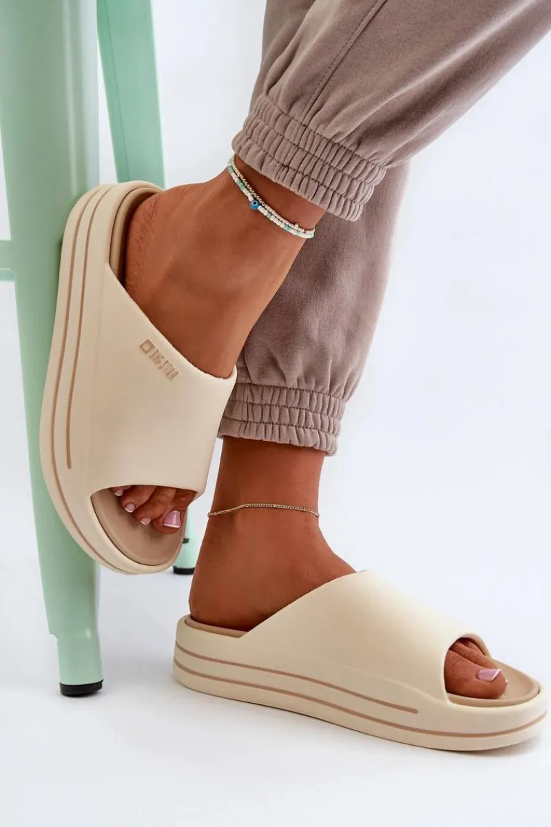 Discount Big Star Shoes Klapki Damskie Na Platformie Big Star NN274A034 Beżowe Beżowy
