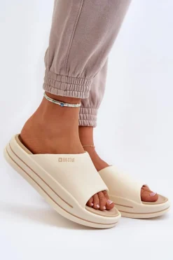 Discount Big Star Shoes Klapki Damskie Na Platformie Big Star NN274A034 Beżowe Beżowy