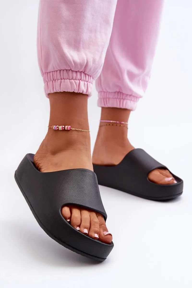 Boto Klapki Damskie Na Platformie Piankowe Czarne Airaplea