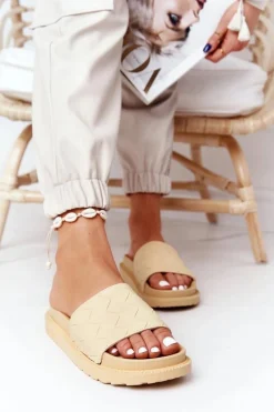 Klapki Damskie Big Star|Klapki Na Platformie>Big Star Shoes Klapki Damskie Na Platformie Big Star HH274689 Żółte