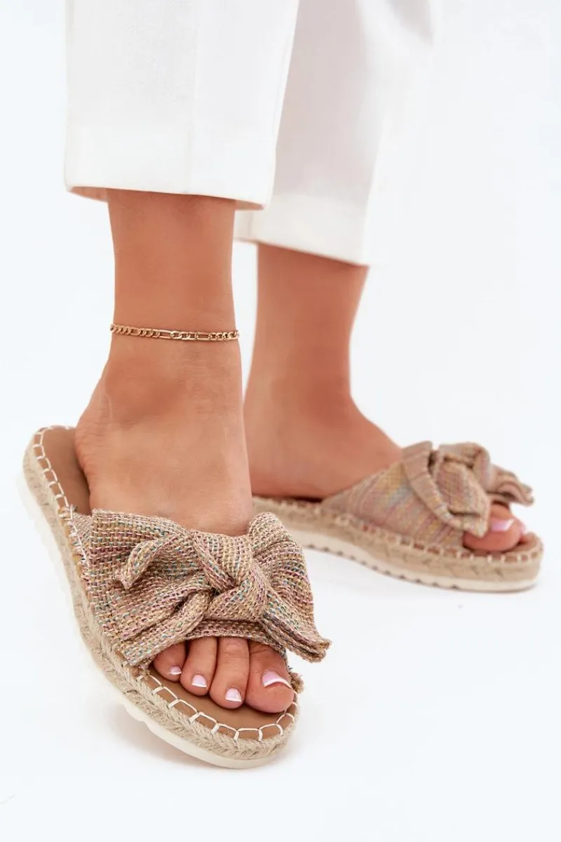 Klapki Na Platformie|Klapki Damskie Klasyczne>Boto Klapki Damskie Na Platformie Z Plecionką I Kokardką Multikolor Alpireda Wielokolorowy