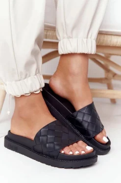 Outlet Big Star Shoes Klapki Damskie Na Platformie Big Star HH274684 Czarne