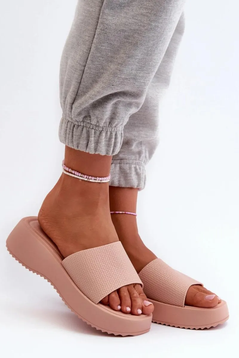 Klapki Na Koturnie|Klapki Na Platformie>Boto Klapki Damskie Na Platformie I Koturnie Różowe Vimarils Różowy