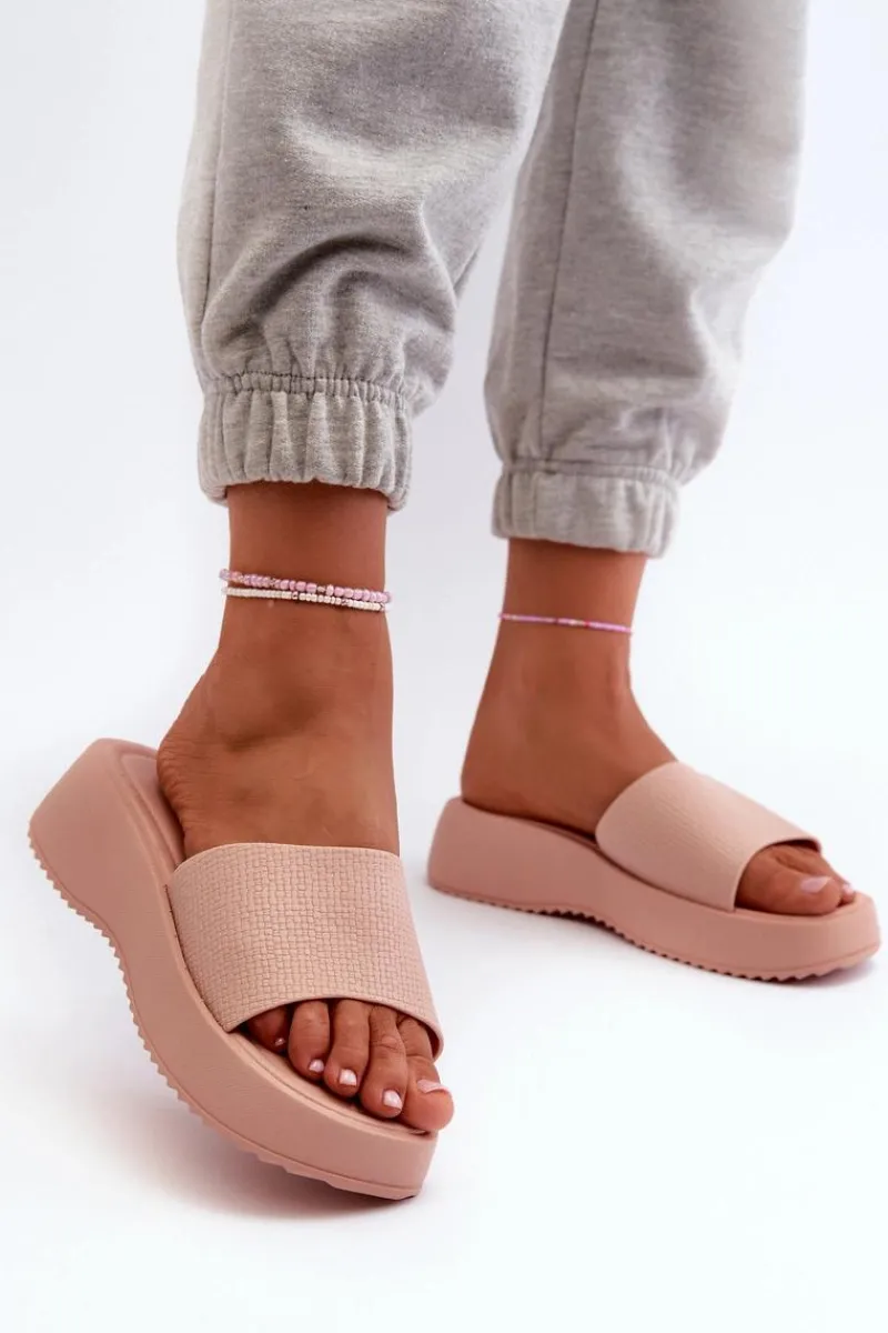 Klapki Na Koturnie|Klapki Na Platformie>Boto Klapki Damskie Na Platformie I Koturnie Różowe Vimarils Różowy