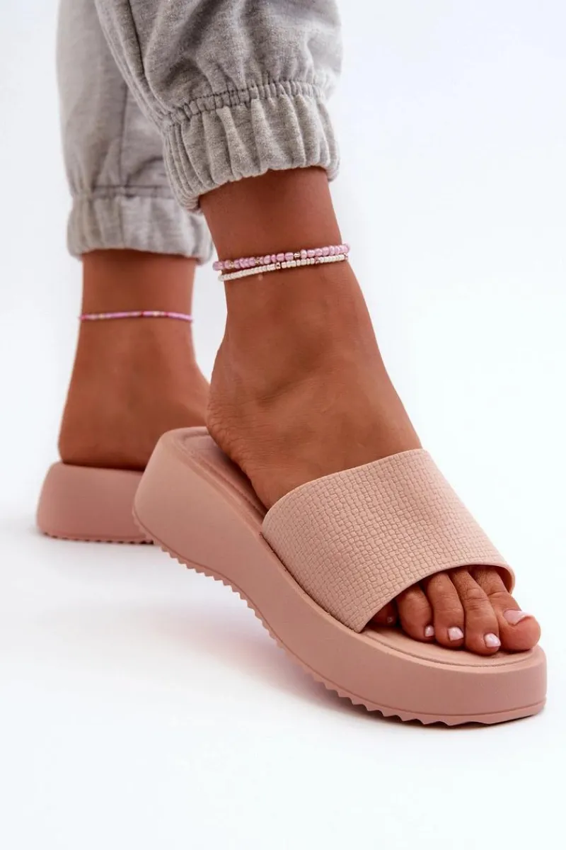 Klapki Na Koturnie|Klapki Na Platformie>Boto Klapki Damskie Na Platformie I Koturnie Różowe Vimarils Różowy