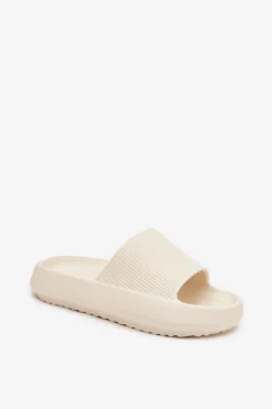 Klapki Na Platformie|Klapki Damskie Klasyczne>Boto Klapki Damskie Na Platformie Z Wycięciem Ecru Ameira Biały