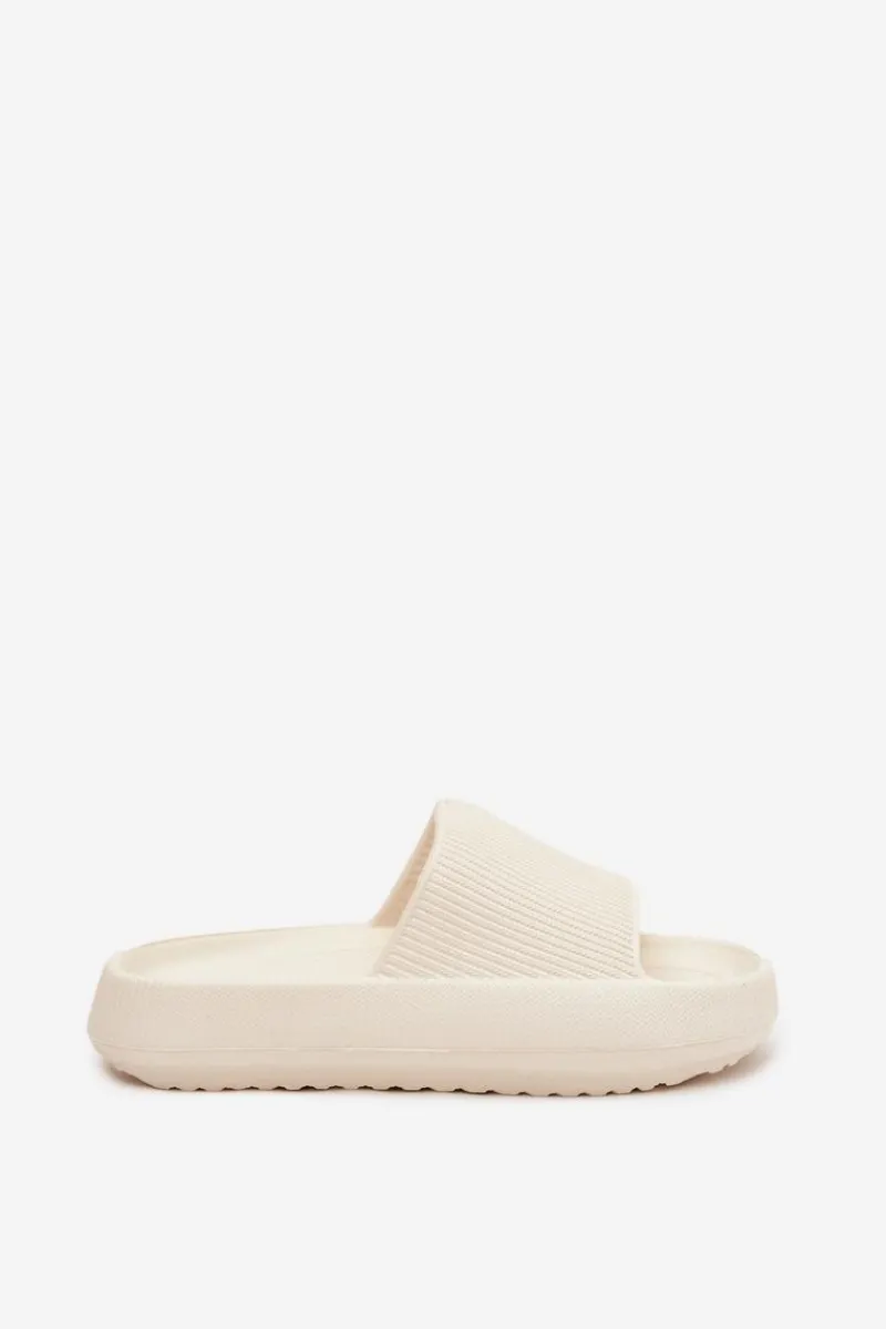 Klapki Na Platformie|Klapki Damskie Klasyczne>Boto Klapki Damskie Na Platformie Z Wycięciem Ecru Ameira Biały