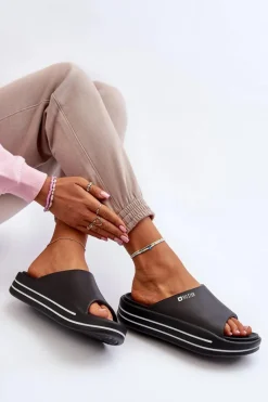 Klapki Damskie Big Star|Klapki Basenowe>Big Star Shoes Klapki Damskie Na Platformie Big Star NN274A037 Czarne Czarny