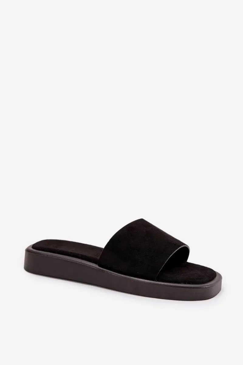 Online Boto Klapki Damskie Na Platformie Z Eko Zamszu Czarne Jorina Czarny