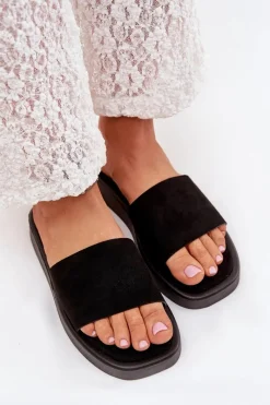 Online Boto Klapki Damskie Na Platformie Z Eko Zamszu Czarne Jorina Czarny