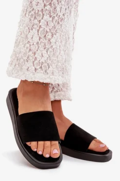 Online Boto Klapki Damskie Na Platformie Z Eko Zamszu Czarne Jorina Czarny