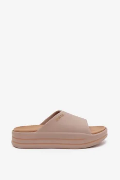 Klapki Damskie Na Platformie Big Star SS274424 Ciemnobeżowe Damskie Klapki Damskie Big Star|Klapki Basenowe