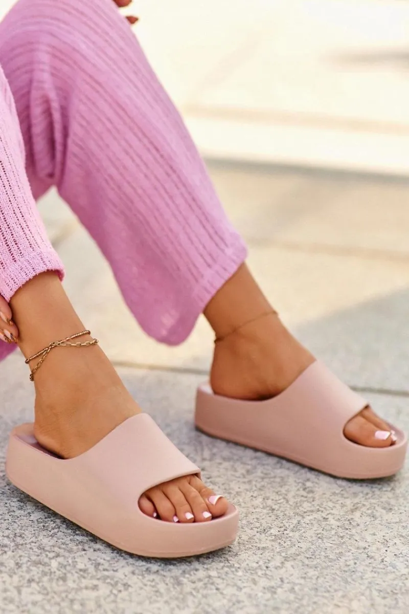 Clearance Klapki Damskie Na Platformie Piankowe Różowe Airaplea Damskie Klapki Basenowe|Klapki Na Platformie