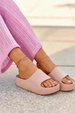 Clearance Klapki Damskie Na Platformie Piankowe Różowe Airaplea Damskie Klapki Basenowe|Klapki Na Platformie