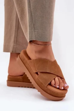 Best Klapki Damskie Na Platformie Z Przeplatającymi Się Paskami Camel Rinasara Damskie Klapki Na Platformie|Klapki Damskie Klasyczne