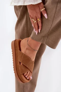 Best Klapki Damskie Na Platformie Z Przeplatającymi Się Paskami Camel Rinasara Damskie Klapki Na Platformie|Klapki Damskie Klasyczne