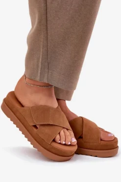 Best Klapki Damskie Na Platformie Z Przeplatającymi Się Paskami Camel Rinasara Damskie Klapki Na Platformie|Klapki Damskie Klasyczne