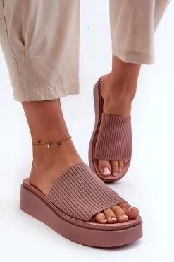 Klapki Na Platformie|Klapki Damskie Klasyczne>Buty Sergio Leone Klapki Damskie Na Platformie Sergio Leone SK083H Różowe