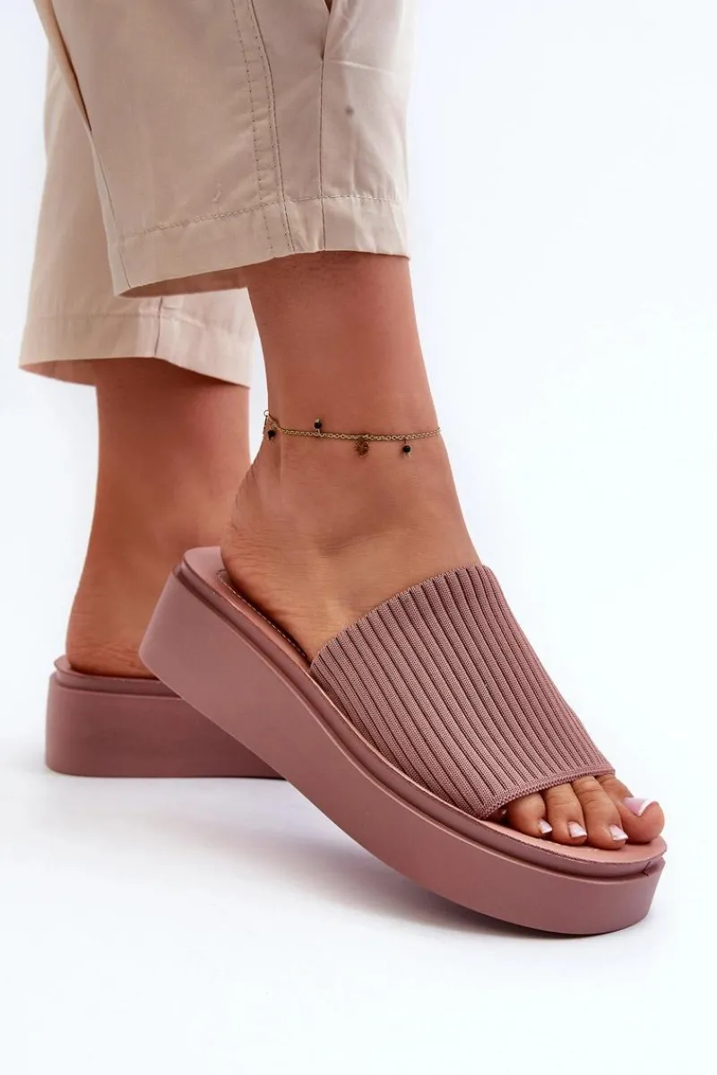 Klapki Na Platformie|Klapki Damskie Klasyczne>Buty Sergio Leone Klapki Damskie Na Platformie Sergio Leone SK083H Różowe