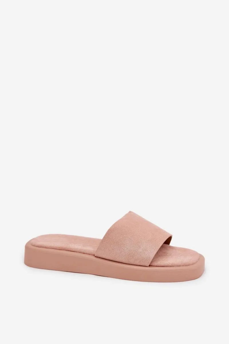 Klapki Na Platformie|Klapki Damskie Klasyczne>Boto Klapki Damskie Na Platformie Z Eko Zamszu Brudny Róż Jorina Różowy