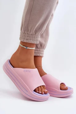 Hot Klapki Damskie Na Platformie Big Star NN274A035 Różowe Damskie Klapki Damskie Big Star|Klapki Basenowe
