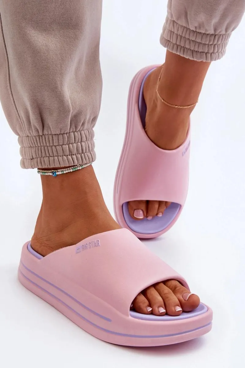 Hot Klapki Damskie Na Platformie Big Star NN274A035 Różowe Damskie Klapki Damskie Big Star|Klapki Basenowe