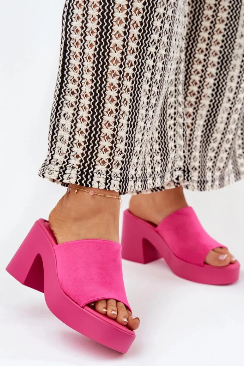 Boto Klapki Damskie Na Słupku I Platformie Fuksja Omeisa