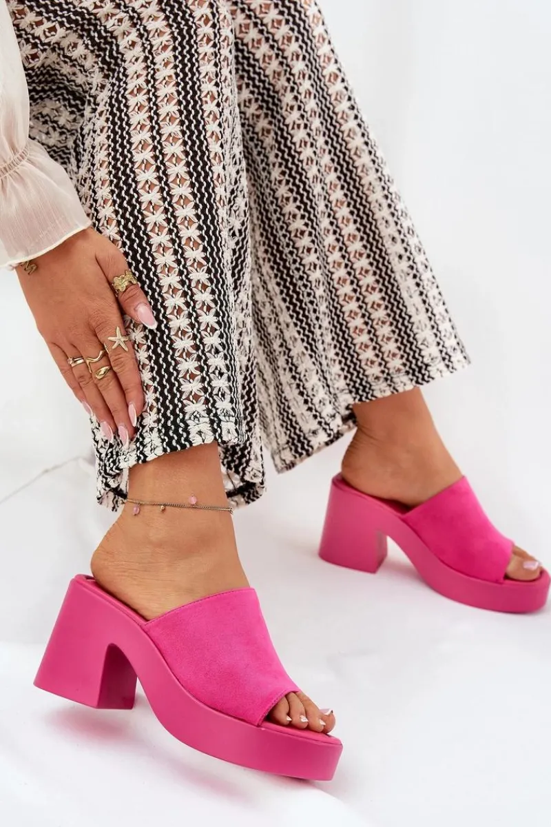 Boto Klapki Damskie Na Słupku I Platformie Fuksja Omeisa