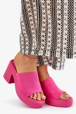 Boto Klapki Damskie Na Słupku I Platformie Fuksja Omeisa